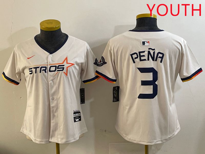 Youth Houston Astros #3 Pena Cream Three generations Joint Name 2025 Nike MLB Jersey style 11